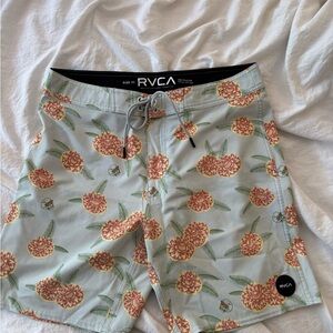 RVCA Light Blue Floral Boardshorts-Lightly used-Size 32